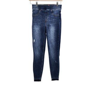 Spanx Jean-ish Ankle Leggings Women‎ Small Blue Distressed Pull On Skinny Denim